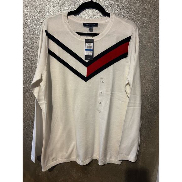 Tommy Hilfiger Ivy Retro Sweater White Red Black XL Women’s Pullover NWT - Picture 3 of 10
